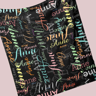 Gemusterte Namen Fleece Blanket Color Schriftart S