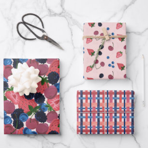 gemusterte Papierblätter aus mehrfach beertem Papi Geschenkpapier Set