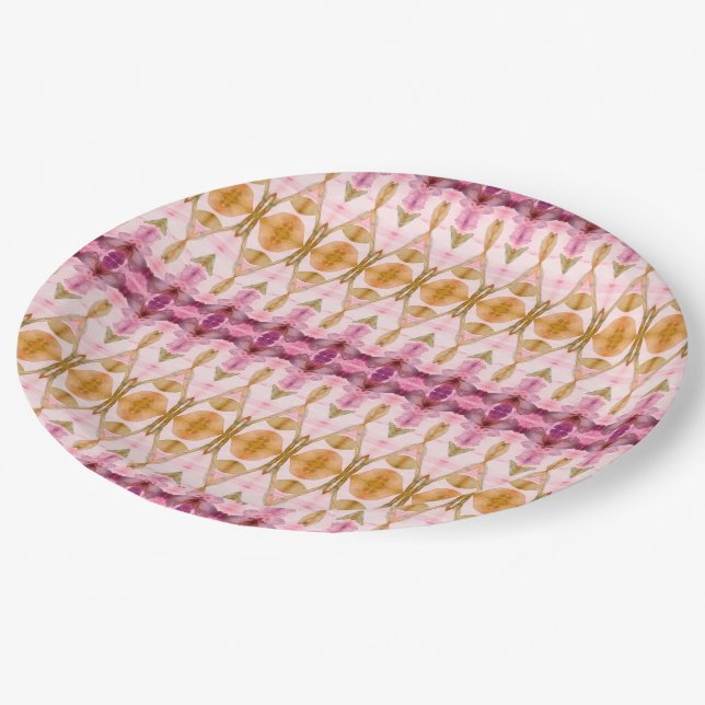 Gemusterte Papierplatte für den Aquarelldesigner Pappteller (Schrägansicht)