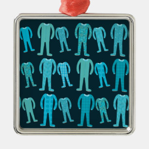Gemusterte Pyjama-Party Silbernes Ornament