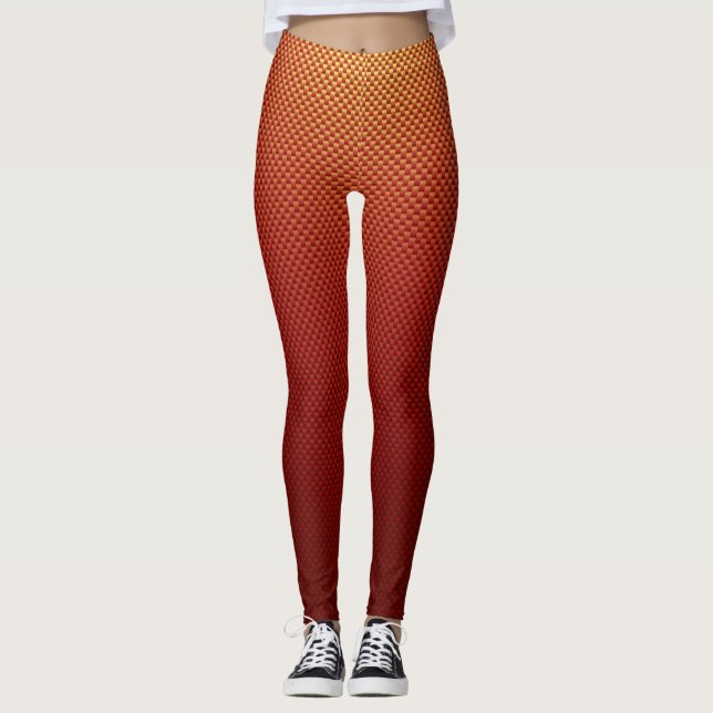 Gemusterte Rot-Gelb-Kohlenfaser Leggings (Vorderseite)