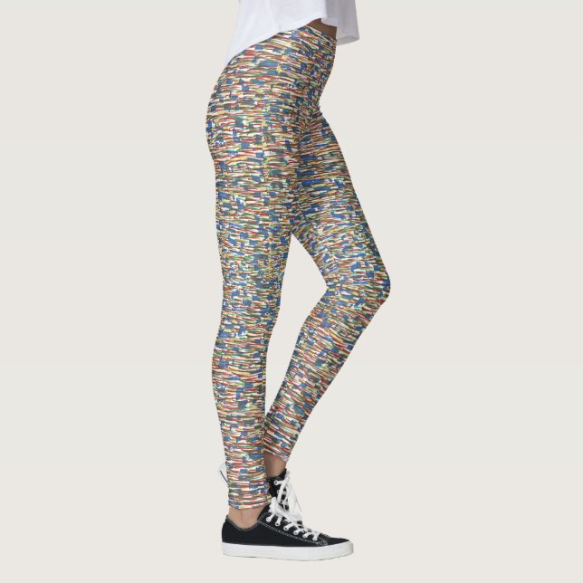 Gemusterte rote, grüne, blaue Designer Leggings (Rechts)