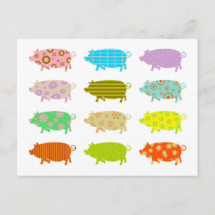 Gemusterte Schweine Postkarte
