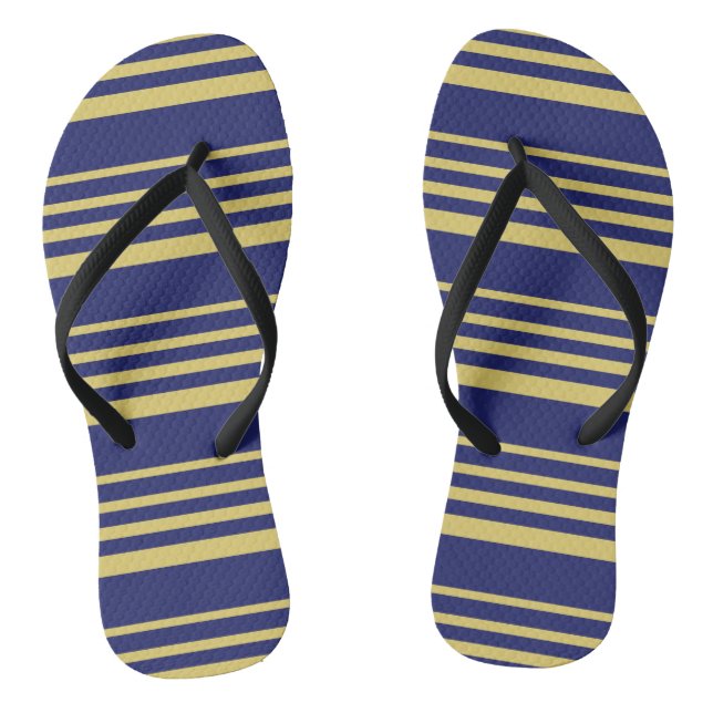 Gemusterte Streifen aus Gold und Marinebarnen Flip Flops (Fußbett)