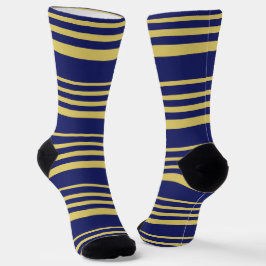 Gemusterte Streifen aus Gold und Marinebarnen Socken