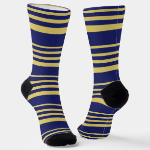 Gemusterte Streifen aus Gold und Marinebarnen Socken