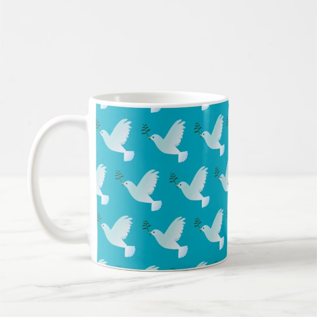 Gemusterte Taube-Tasse (blau) Kaffeetasse (Links)