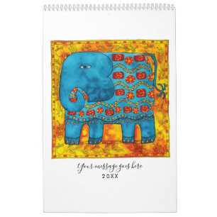 Gemusterte Tiere Wasserfarben Kunst Kalender