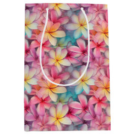Gemusterte tropische Plumeria Frangipani Mittlere Geschenktüte