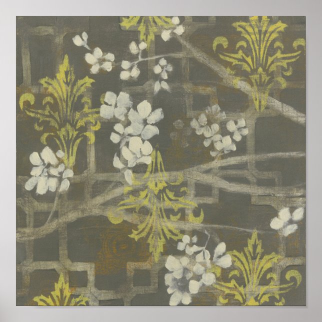 Gemusterte Zweigstelle Blossom I Poster (Vorne)