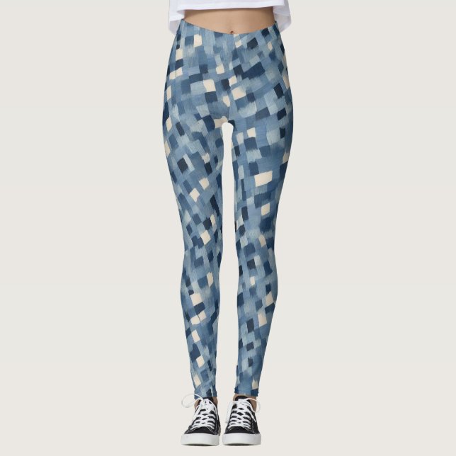 Gemusterter blauer Farbeffekt Drucke Leggings (Vorderseite)
