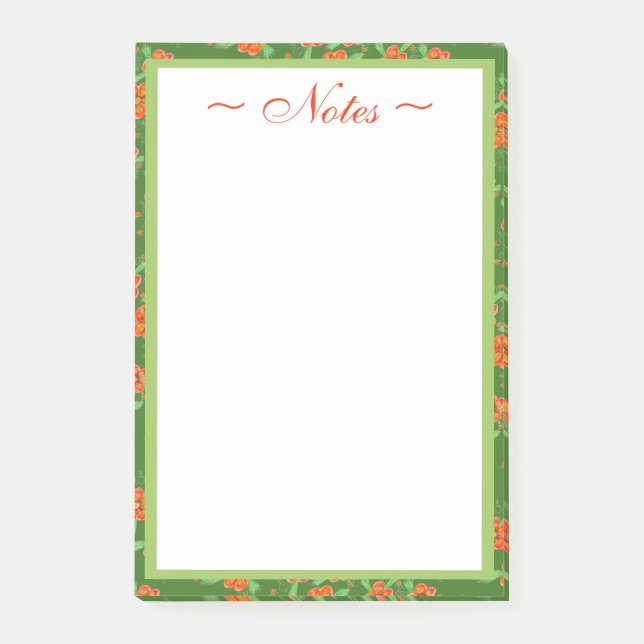 Gemusterter Blumendesigner Post-it Klebezettel (Vorderseite)