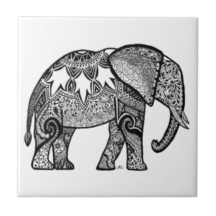 Gemusterter Elefant Fliese