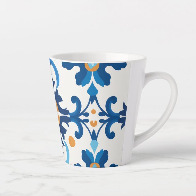 Gemusterter Espresso-Cup in Blue & Brown Milchtasse (Rechts)
