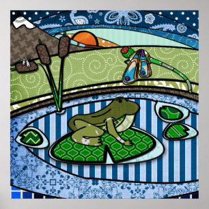 Gemusterter Frosch in einem Teich Poster