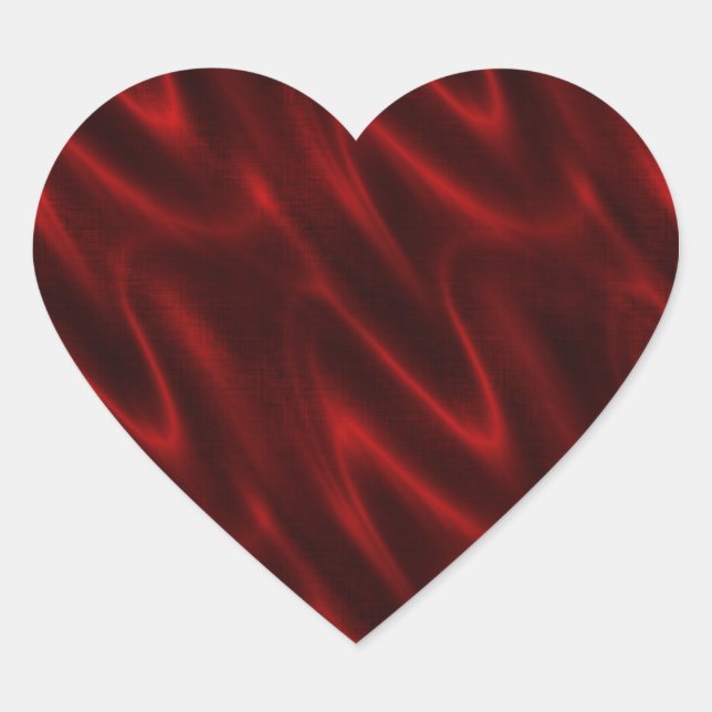 Gemusterter Heart-Aufkleber aus Roter Seide Herz-Aufkleber (Vorderseite)