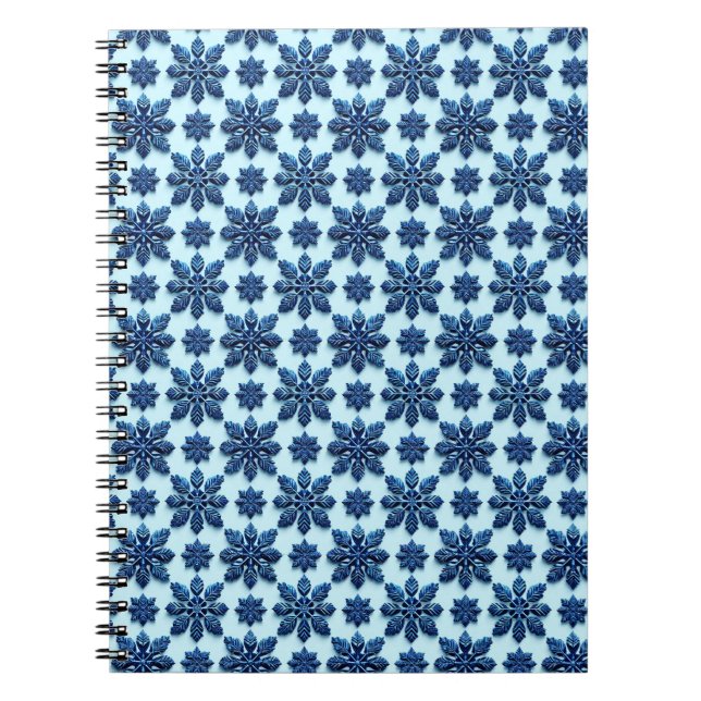 Gemusterter Hintergrund der Blauen Schneeflocke Notizblock (Vorderseite)