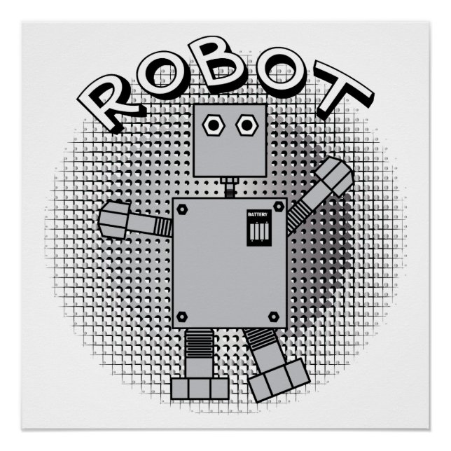 Gemusterter Hintergrund des Robotertextes Poster (Vorderseite)
