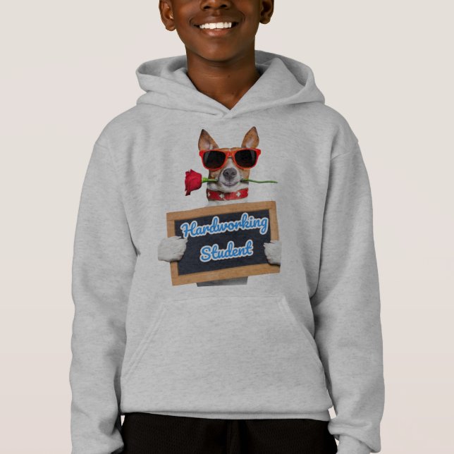 gemusterter Hund Hoodie (Vorderseite)