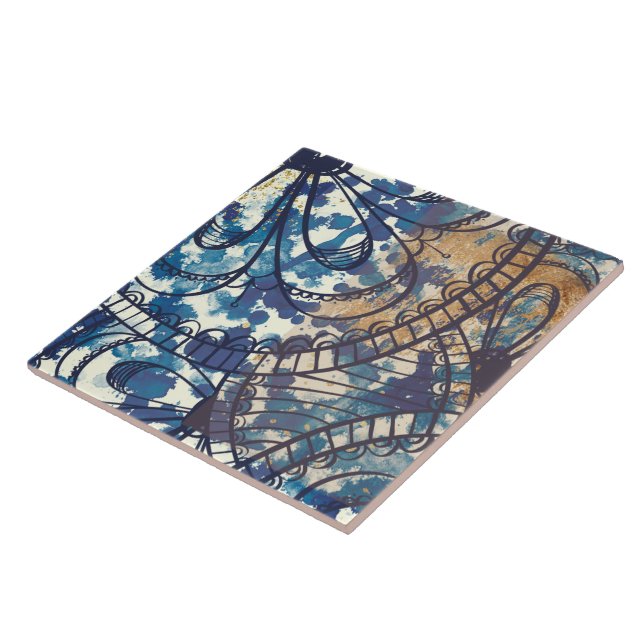 Gemusterter Loft-Stil in Blau-Weiß Fliese (Seite)