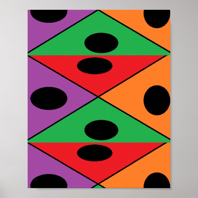 Gemusterter schwarzer Polka-Punkt Poster (Vorne)