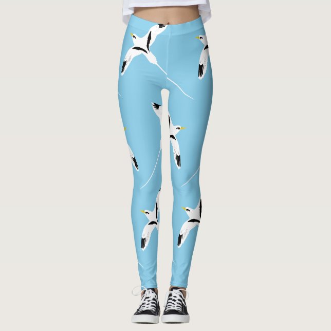 Gemusterter Tropicbird Blue Leggings (Vorderseite)