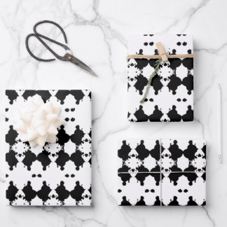 Gemusterter weißer Trauerbaum Geschenkpapier Set