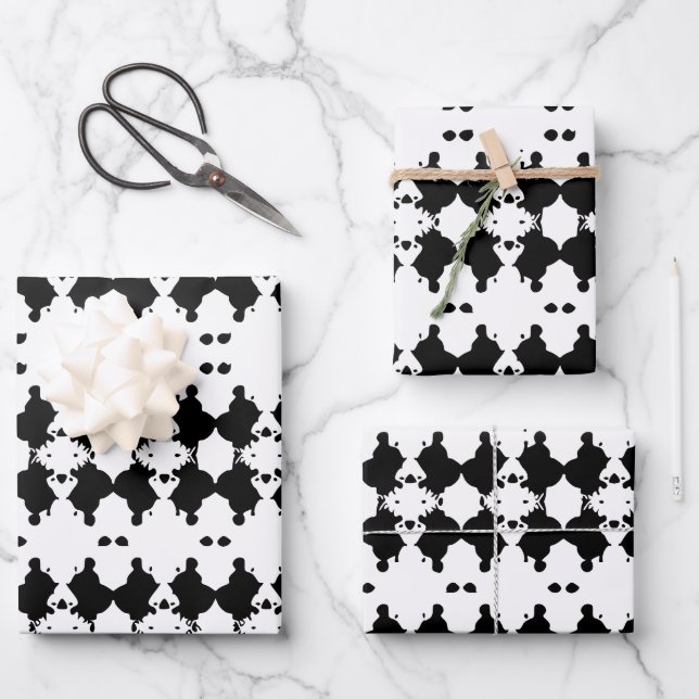 Gemusterter weißer Trauerbaum Geschenkpapier Set (Vorderseite)