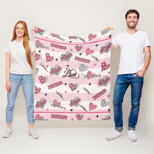 Gemusterter XOXO Valentinstag Fleecedecke (Beispiel)