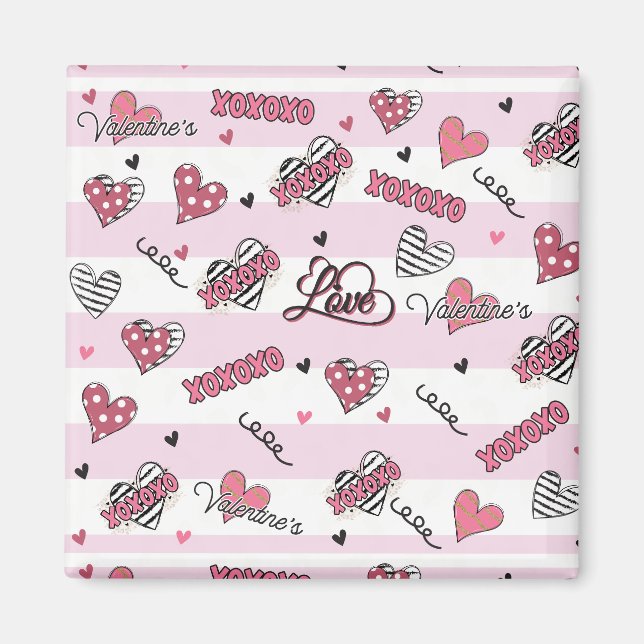 Gemusterter XOXO Valentinstag Magnet (Vorne)