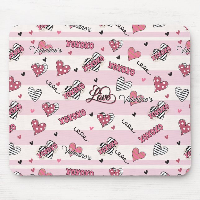 Gemusterter XOXO Valentinstag Mousepad (Vorne)