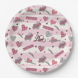 Gemusterter XOXO Valentinstag Pappteller