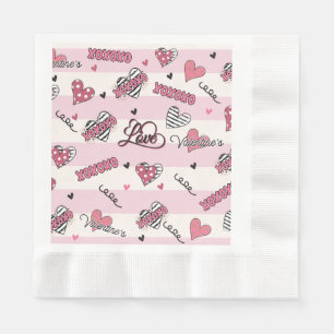 Gemusterter XOXO Valentinstag Serviette