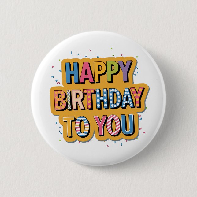 Gemustertes Alles Gute zum Geburtstag Button (Vorderseite)