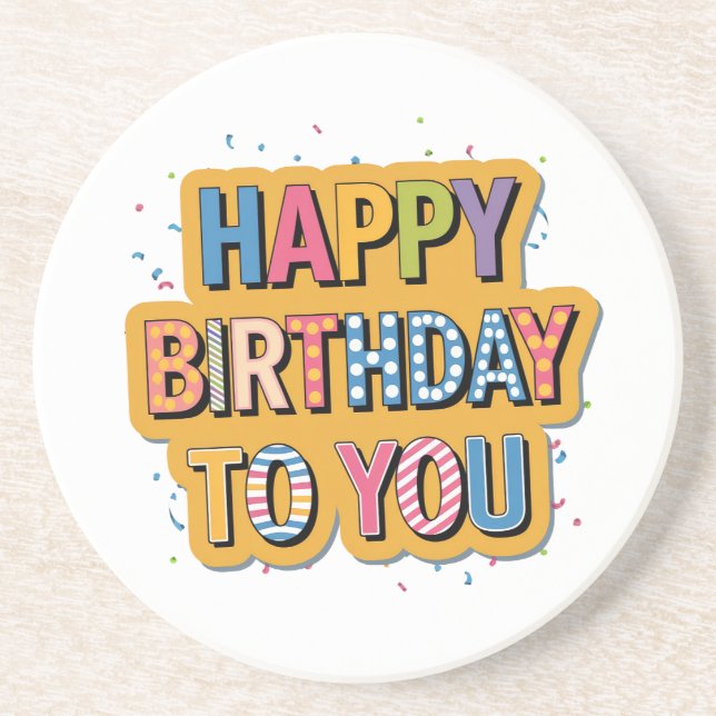 Gemustertes Alles Gute zum Geburtstag Getränkeuntersetzer (Vorne)