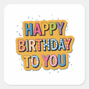 Gemustertes Alles Gute zum Geburtstag Quadratischer Aufkleber