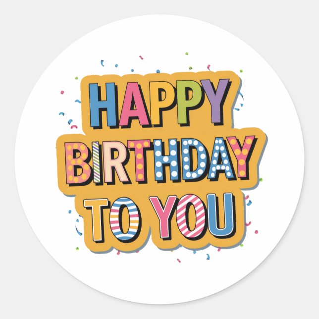Gemustertes Alles Gute zum Geburtstag Runder Aufkleber (Vorderseite)