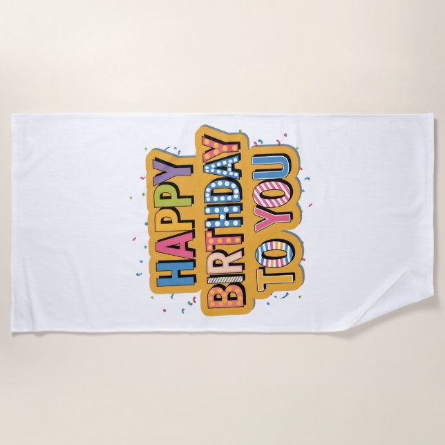 Gemustertes Alles Gute zum Geburtstag Strandtuch (Vorderseite)
