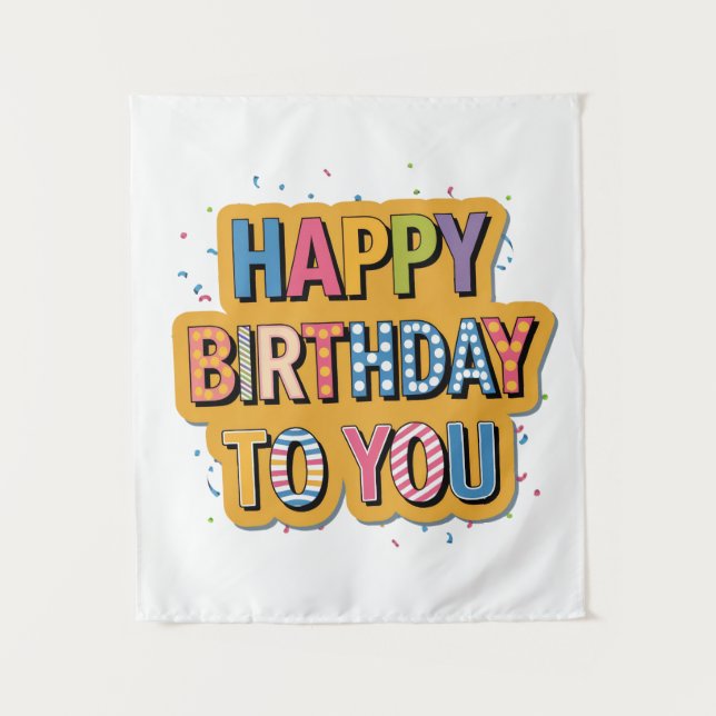 Gemustertes Alles Gute zum Geburtstag Wandteppich (Vorderseite)