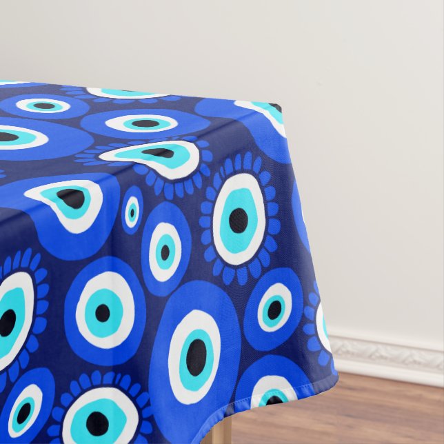 Gemustertes blaues Evil Lucky Charm Tischdecke (Beispiel)