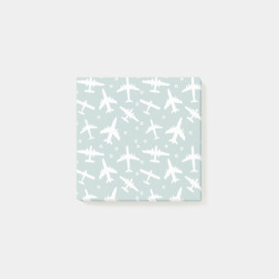 Gemustertes blaues und weißes Flugzeug Post-it Klebezettel