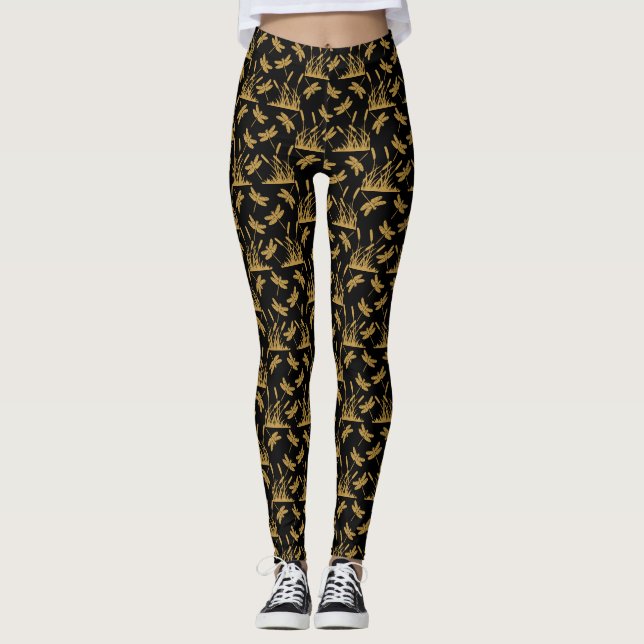 Gemustertes Dekor der Libellen Leggings (Vorderseite)