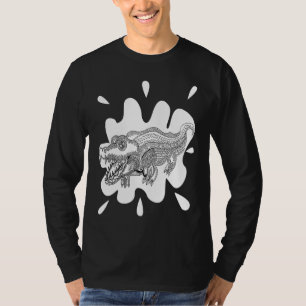 Gemustertes exotisches Krokodil-Kunstwerk schwarz T-Shirt