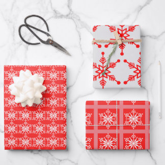 Gemustertes festes Snowflake Sortiment. Geschenkpapier Set