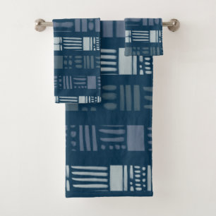 Gemustertes Handtuch in Navy Blue Shades Badhandtuch Set
