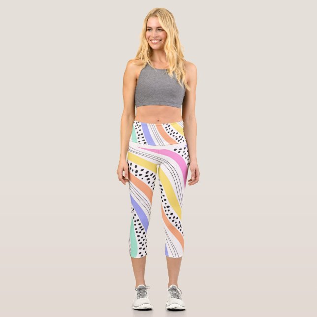 GEMUSTERTES Hochwaisted-Capris Capri Leggings (Vorderseite)