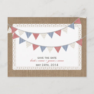 Gemustertes Jagdburlap Save the Date Inspiriert Ankündigungspostkarte