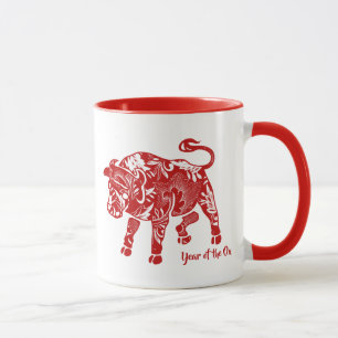Gemustertes Jahr des OX Tasse