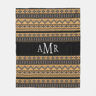 Gemustertes Monogramm für die schwarze und weiße A Fleecedecke