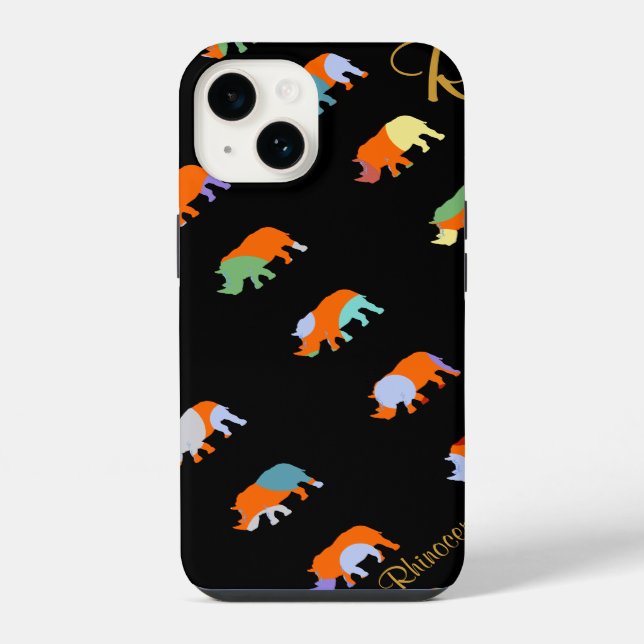 gemustertes Nashorn niedlich iPhone Hülle (Rückseite)